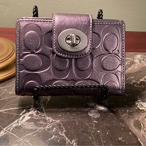 Coach Metallic Purple Leather Wallet
